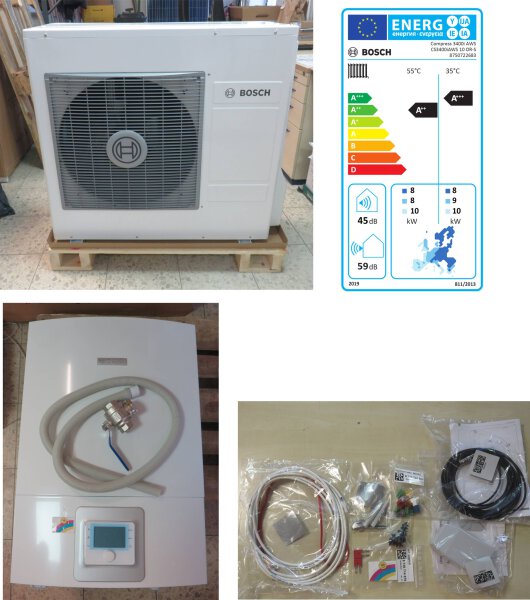 Bosch Luft/Wasser Wärmepumpe Compress CS3400iAWS 10OR-S + CS3400iAWS 10 E Inneneinheit