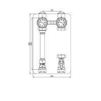 Oventrop Pumpengruppe Regumat S180 kurze Bauform + Pumpe Grundfos Alpha 1 25/40