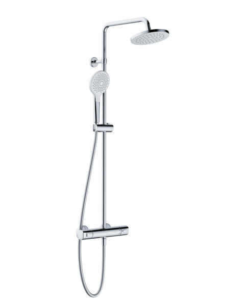 Vigour Duschsystem Clivia Thermostat mit Kopfbrause 200 + Handbrause + Brauseschlauch