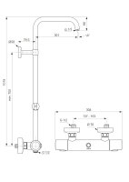 Vigour Duschsystem Clivia Thermostat mit Kopfbrause 200 + Handbrause + Brauseschlauch