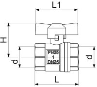 Schlösser Kugelhahn Flügelgriff 1/2" DN15 IG x IG voller Durchgang schwer