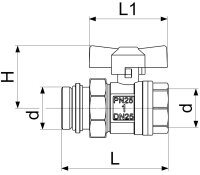 Schlösser Kugelhahn mit Verschraubung 1/2" DN15...