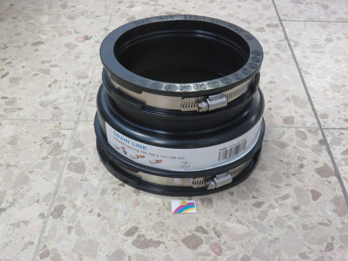 Conel Drain Link Gummi Adapterkupplung 144-160 / 121-136 mm für ausse ...