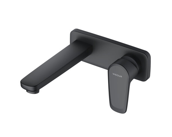 Vigour Farbset Waschtisch Wandarmatur derby style schwarz matt Ausladung 180mm