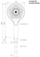 Vigour Wannenset individual 3.2 Wandhalter Schlauch HB.3-strahlig rund schwarz matt