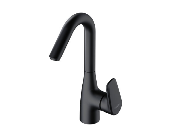 Vigour Einhand-Waschtischbatterie derby style V-Auslauf schwarz matt mit Ablauf