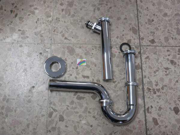 Waschtisch-Röhrensiphon 1 1/4" ABS verchromt + Verstellrohr ASW 32x200mm
