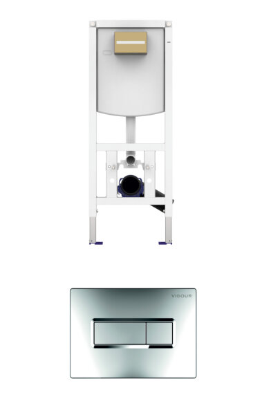 VIS CONEL WC-Element E3 mit UP-Spülkasten BH 1120mm + Drückerplatte TEES verchromt