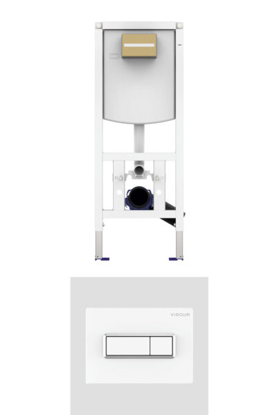 VIS CONEL WC-Element E3 mit UP-Spülkasten BH 1120mm + Drückerplatte TEES weiss mit Chromrahmen