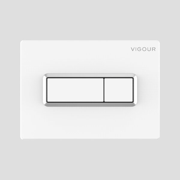 Vigour Betätigungsplatte TEES weiss mit Chromrahmen 2-Mengen-Spültechnik für VIS Vorwandelement