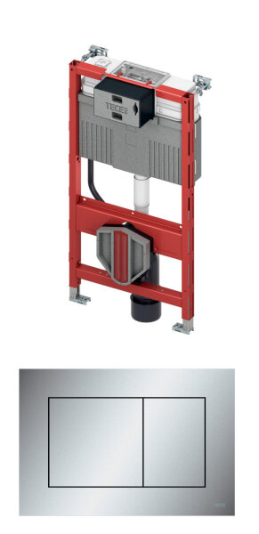 TECEprofil neu WC-Modul Bauhöhe 820mm mit Uni-Spülkasten + TECEnow Betätigungsplatte chrom matt