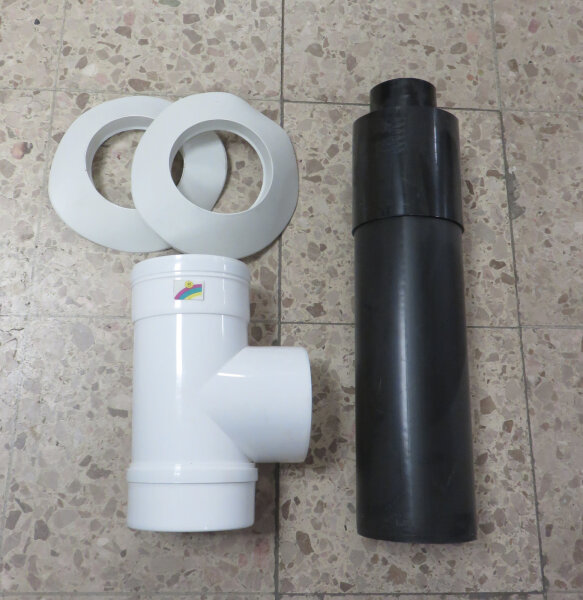 Almeva Set Abgasführung Aussenwand DN80/125 bestehend aus Ausblasstutzen, Umlenkstück, Rosette