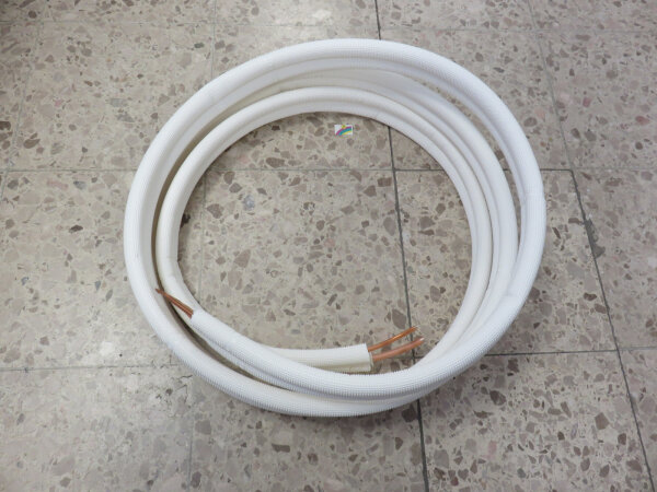 5 meter Ecutherm Twin Rohr Kältemittelleitung 1/4"x1,0x3/8"x1,0mm EN12735 PE-X