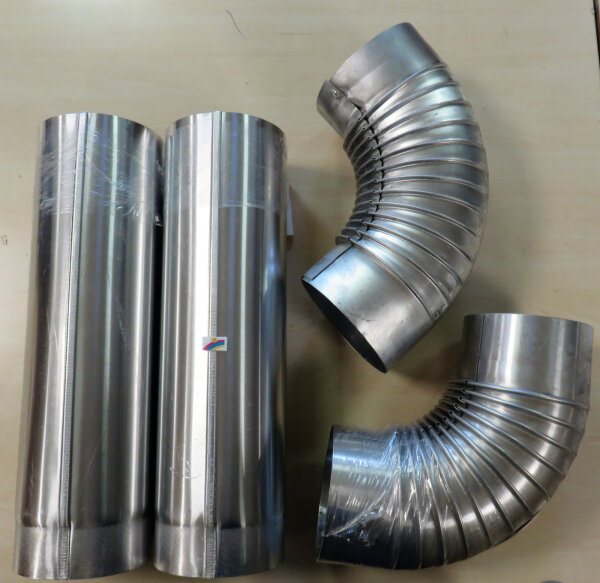 Aluminium Abgasrohr Set 2 Bogen + 2 Rohre DN 110