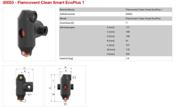 Flamco Flamcovent Clean Smart EcoPlus Luft- und Schlammabscheider 3/4,  191,90 €