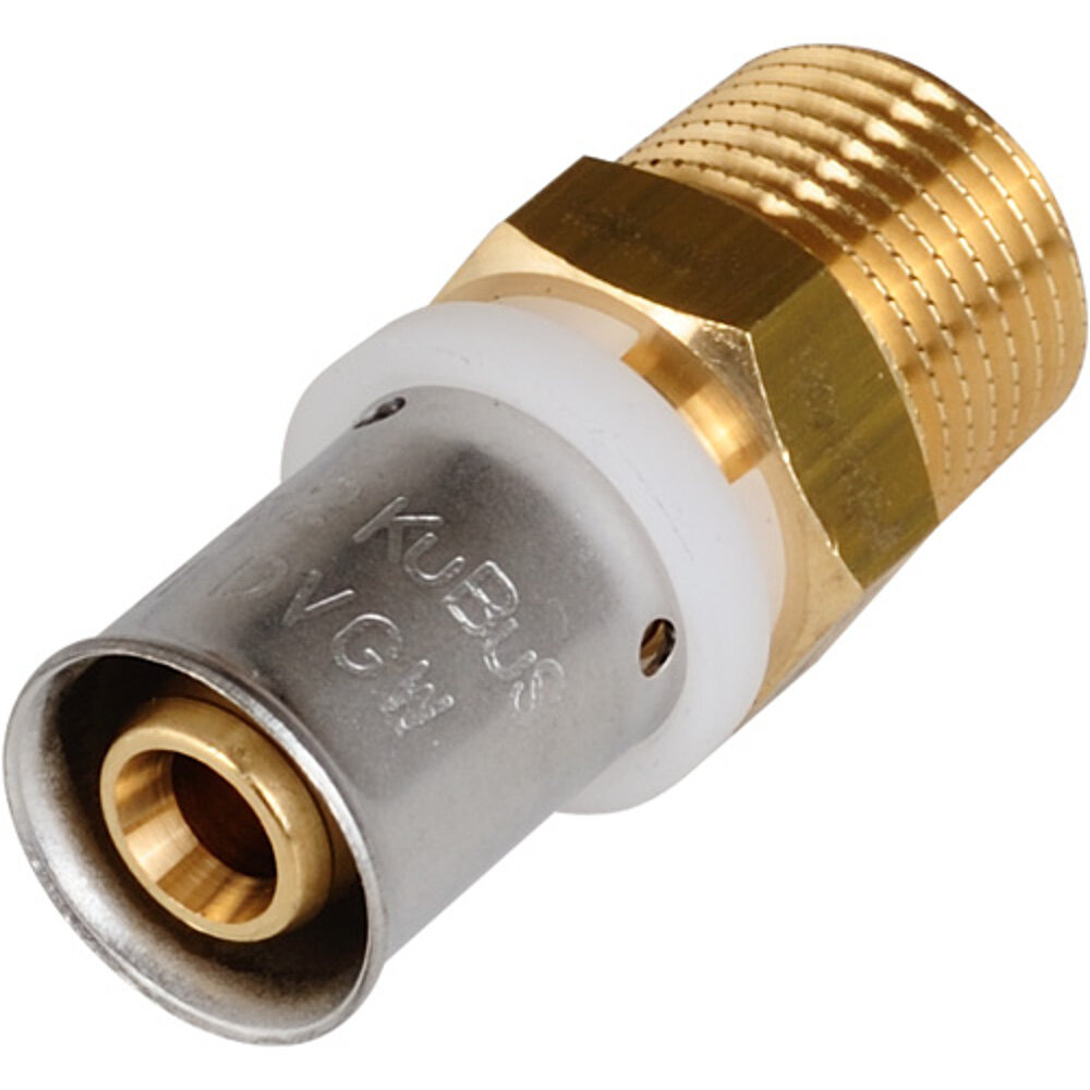 Produktbild von V4A Pressfitting Übergang Winkel 1/2 Zoll AG – Für Rohr 15mm M-Kontur, Trinkwasser Geeignet