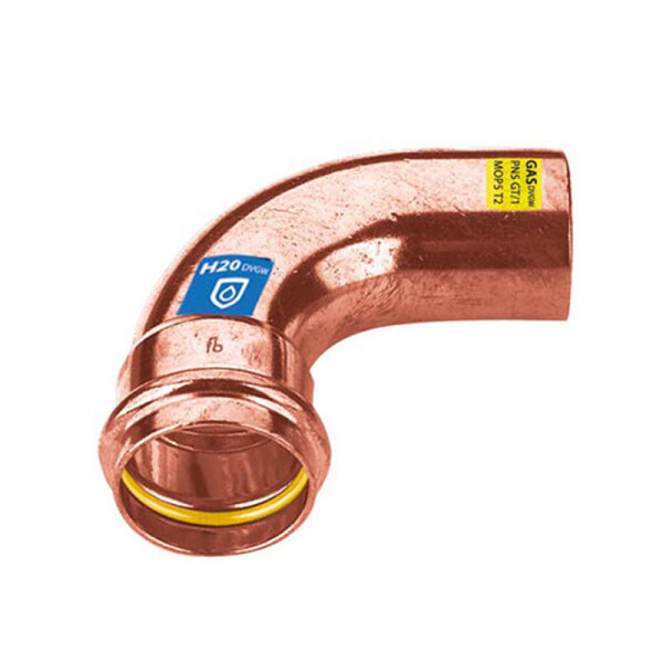 Frabo Gas - Wasser Kombifitting Pressfitting V Kontur Bogen 90° IG/AG 15mm - 5 Stück