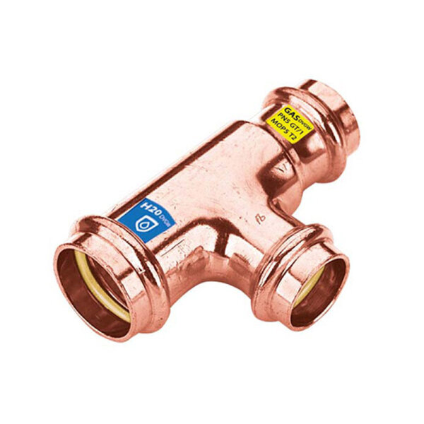 Frabo Gas - Wasser Kombifitting Pressfitting V Kontur T-Stück reduziert 18mmx15mmx18mm - 5 Stück