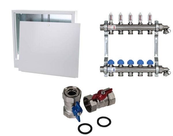 Zewotherm Verteilerschrank AP + Heizkreisverteiler 3 Heizkreise + Anschluss Set