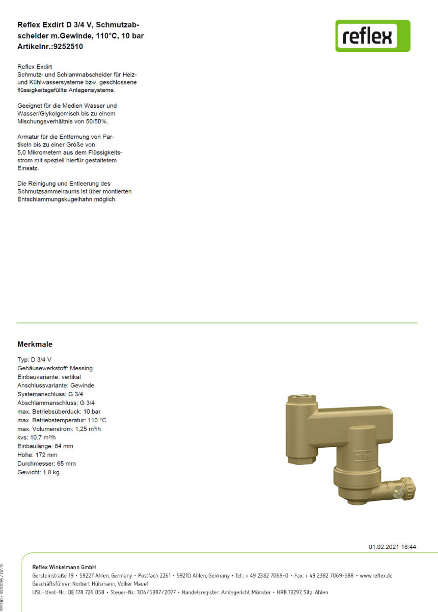 Magnetischer Schmutzabscheider IBO IBF-10 - Messing Filter DN 25