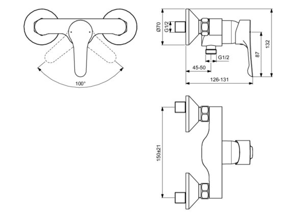 Ideal Standard B8634AA Fast-fix Duschgarnitur Verchromt – Für 150 Mm Rohrmitte, Einfache Montage In 5 Minuten
