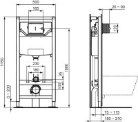 Ideal Standard ProSys 120 M WC Vorwandelement Höhe 1350 mm - ABHOLER